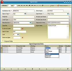 Lead Apron Inspection Data Entry