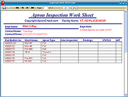 Lead Apron Check Worksheet